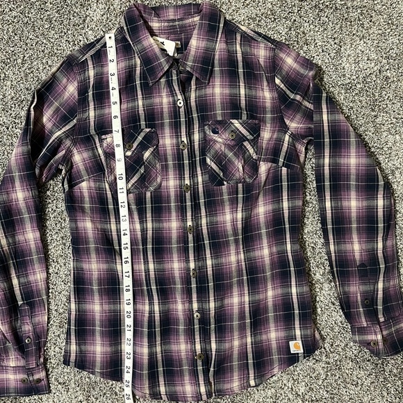 Carhartt Women's purple plaid button down shirt, new with tags - Picture 9 of 12